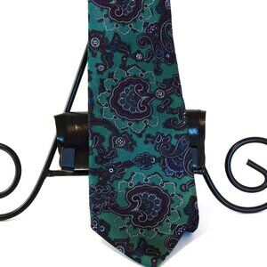 Bert Pulitzer All Silk USA Made Green Purple Paisley Print Tie 58x3.5